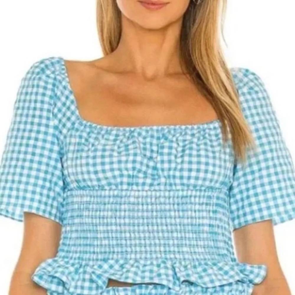 BCBG Generation NWT Adorable & Super Sexy Blue/White Gingham Crop Top Large.